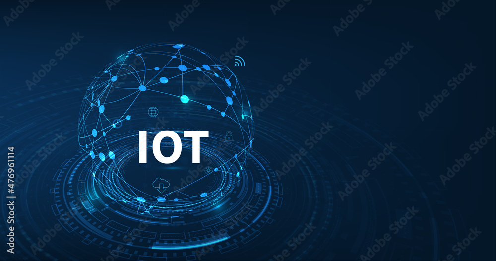 Poster internet of things (iot) concept.big data cloud computing network of physical devices with secure ne