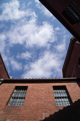 blue sky in building frame