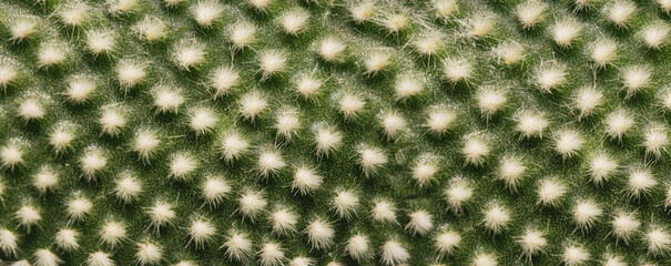 Close up green cactus with needles pattern for background