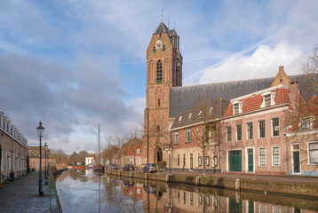 Fototapeta premium The Dutch historical city Oudewater along the river Hollandsche IJssel