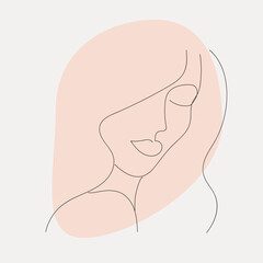 Woman's face in one line. Abstract vector illustration.