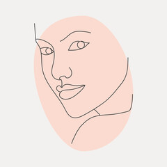 Woman's face in one line. Abstract vector illustration