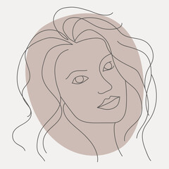 Woman's face in one line. Abstract vector illustration