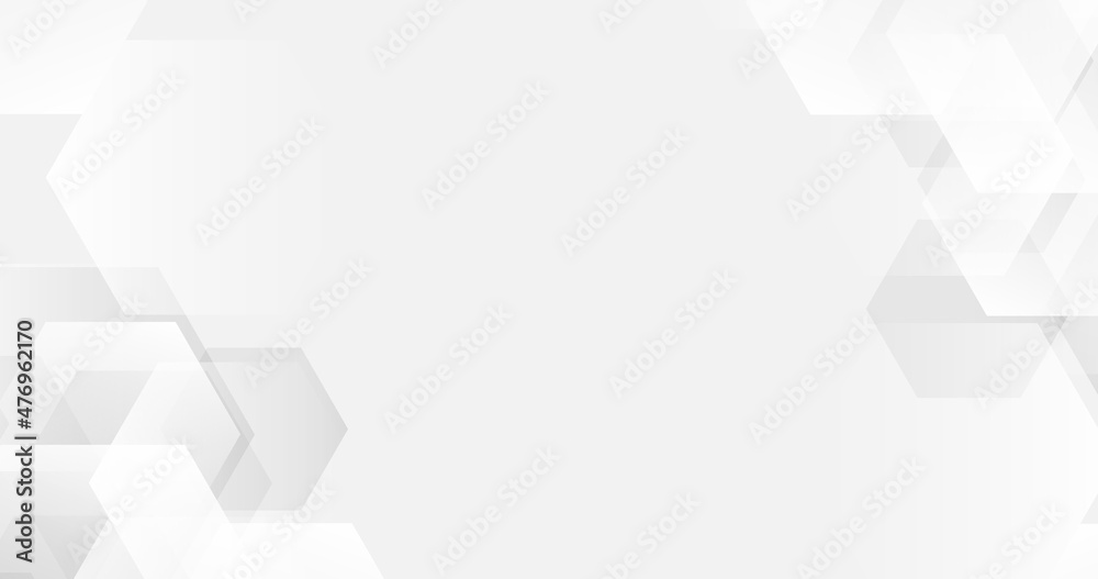 Aufkleber abstract white, and grey geometric hexagon background. futuristic technology digital hi tech concept