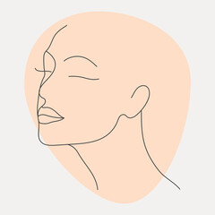 female face one line art. abstract vector illustration