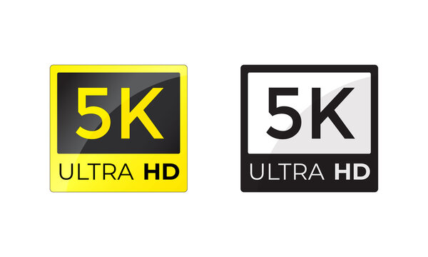 5K Ultra HD video resolution sign illustration set isolated on white background. 5k high definition, TV or monitor screen display label