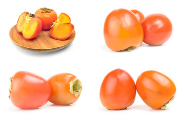 Collection of persimmon isolated on a white background