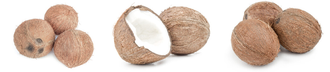 Collection of coconut on a white background