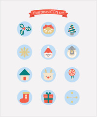 クリスマス　アイコン　主線なし　イラスト　セット