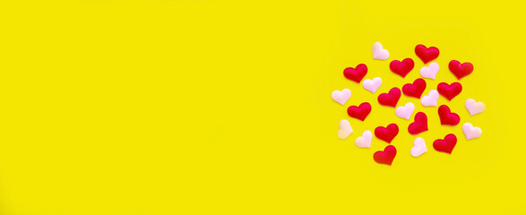 valentine's day concept on yellow background flowers heart.