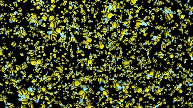 Cartoon bees - 3d render looped with alpha channel.