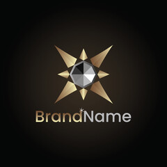 Shining crystal logo vector featuring an octagonal crystal with light, suitable for any business especially related to crystals.