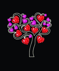Pearl Rhinestone Valentine's day vector, love tree Vector