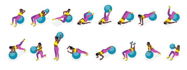 Fitness Ball Exercise Icons