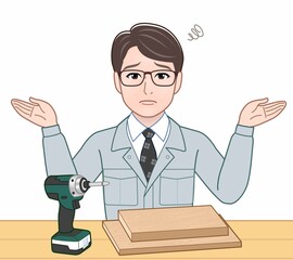 作業着を着た若い男性