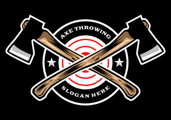 Axe Throwing in circle badge with target