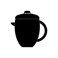 The icon of a teapot-coffee pot with water in black on a white background.