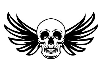 Skull head with wings illustration