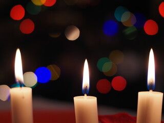 Christmas candles on the table