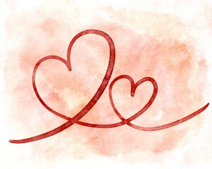Brush stroke hearts valentine's day watercolor illustration