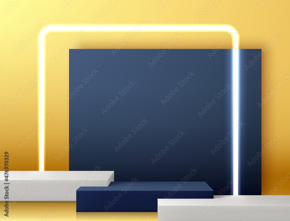 Leinwandbilder realistic product platform. backdrop with 3d empty pedestal mockup. abstract geometric podium for go