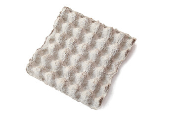 Cardboard egg container isolated on white background.Gray carton recyclable paper 