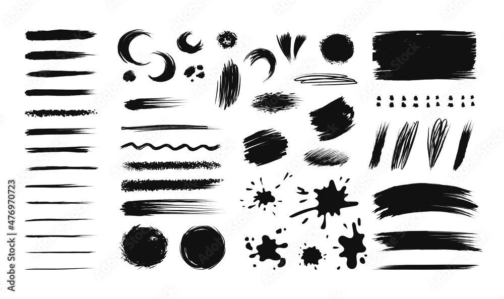 Aufkleber ink brush stroke. distressed paintbrush splash shape. grungy paint banner for text. blots or hatchin