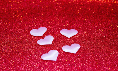 valentine's day concept on red background flowers heart.