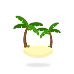 Coconut tree on the beach sand illustration
