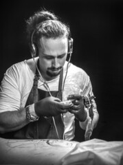 Skin master posing in studio