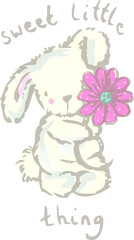 Bunny themed vector can be used for baby t-shirt print, fashion print design, kids wear, baby shower, bedding set, wallpaper, celebration, greeting and invitation.