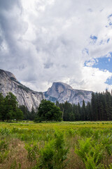 Beautiful Yosemite Valley with Half Dome in the distance.