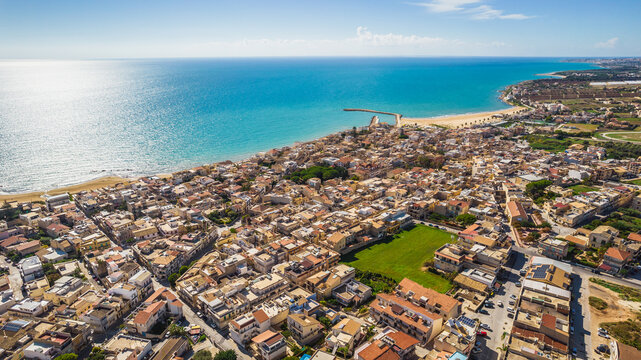 Amazing Panorama of Donnalucata from above, Scicli, Ragusa, Sicily, Italy, Europe