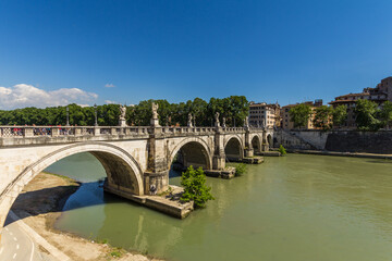 Fototapeta na wymiar Ponte Vittorio Emanuele II is a bridge across the Tiber and 108 meters long
