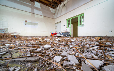 Interior of an old building that is being demolished - 476978549