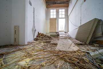 Interior of an old building that is being demolished - 476978576