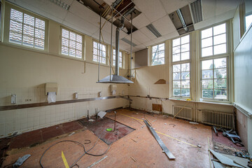 Interior of an old building that is being demolished - 476978595
