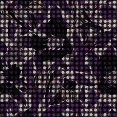vector seamless floral pattern with polka dot texture overlay in dark colors