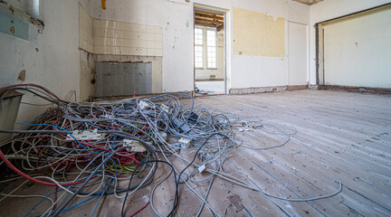 Interior of an old building that is being demolished - 476978714