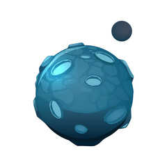 Planet Satellite Cartoon Composition