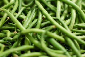 Background from green bean string. Close up.