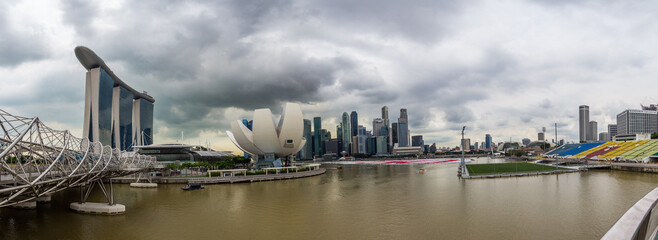 Singapore cityscape. View from Helix Bridge