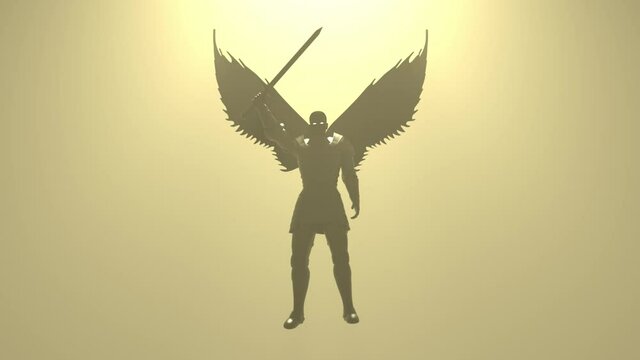 Dark archangel fly - 3d render looped.
