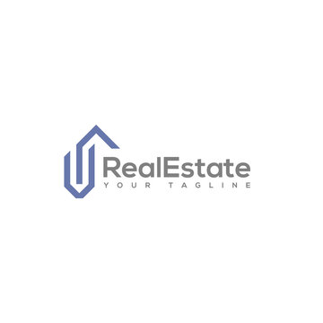 Minimalist flat simple Real Estate logo design