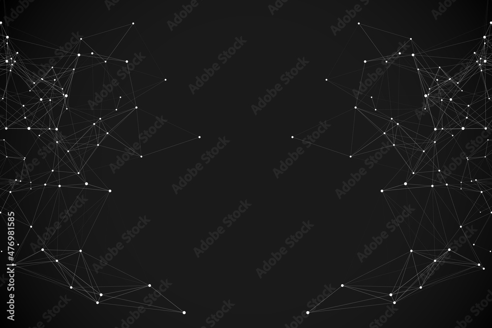 Fototapete Abstract Plexus Digital Big Data Network Futuristic Connection Vector Background.