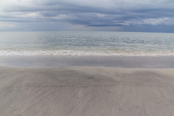Fototapeta na wymiar Sandy beach in Batu Ferringhi, Penang Island