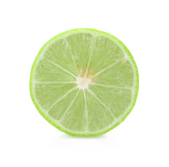 Limes with slices isolated on white background.