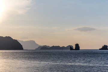 Beautiful beach at the andaman sea at Tanjung Rhu, Langkawi, Malaysia.