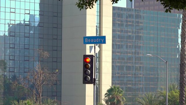 Car POV on road sign in Los Angeles in slow motion 120fps