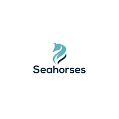 Fototapeta na wymiar Modern simple design Sea horses ocean logo design